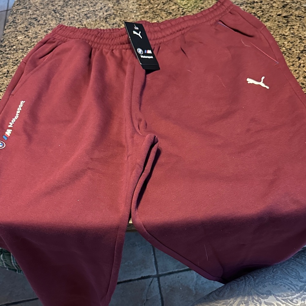 Puma Burgundy Sweatpants with Logo